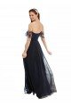 Outlet Boho Bridesmaid Dress with Beaded Embroidered Bodice and Flutter Cap Sleeves