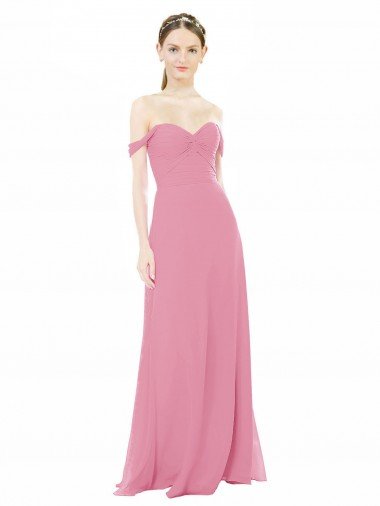 Outlet Fitted Sweetheart Bodice Chiffon Bridesmaid Dress with Draped Cap Sleeves