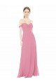 Outlet Fitted Sweetheart Bodice Chiffon Bridesmaid Dress with Draped Cap Sleeves