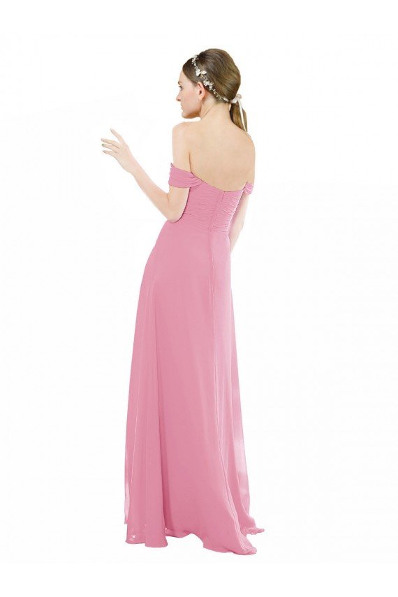 Outlet Fitted Sweetheart Bodice Chiffon Bridesmaid Dress with Draped Cap Sleeves