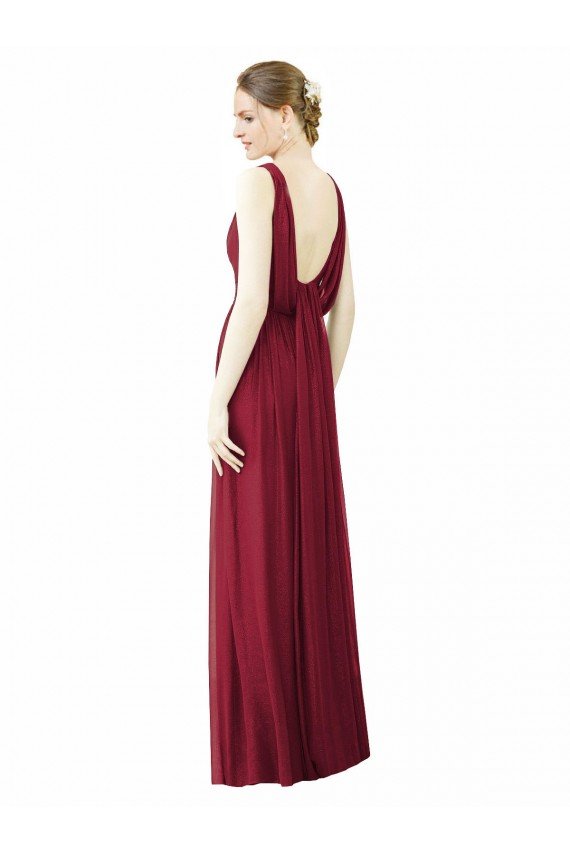 Outlet V-Neck Full-Length Sleeveless Low Back Chiffon Bridesmaid Dress