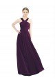 Outlet Draped Long Chiffon Bridesmaid Dress with Unique Crossed Neckline