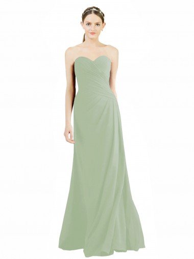 Outlet Sweetheart Neckline Draped Floor Length Chiffon Bridesmaid Dress