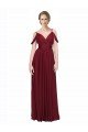 Outlet Off the Shoulder V-Neck Petite Chiffon Bridesmaid Dress with Open Back