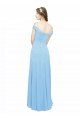Outlet Off the Shoulder Bateau Neck Chiffon Bridesmaid Dress with Straps