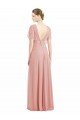 Outlet Draped Short Sleeves Long Chiffon A-Line Bridesmaid Dress