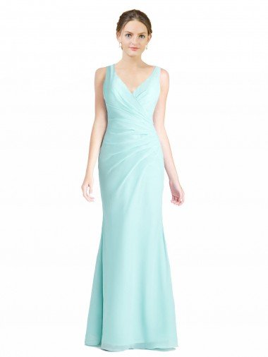 Outlet Ruched Bodice Sweetheart Chiffon Bridesmaid Dress with Lace Back
