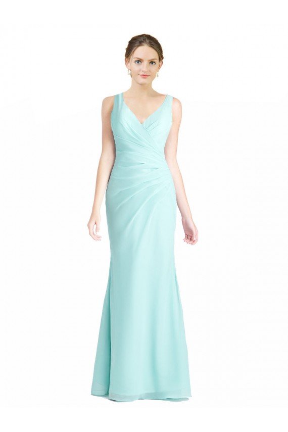 Outlet Ruched Bodice Sweetheart Chiffon Bridesmaid Dress with Lace Back