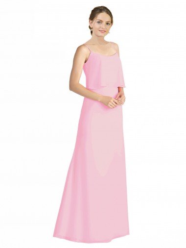 Outlet Spaghetti Straps A-Line Chiffon Bridesmaid Dress Low Back