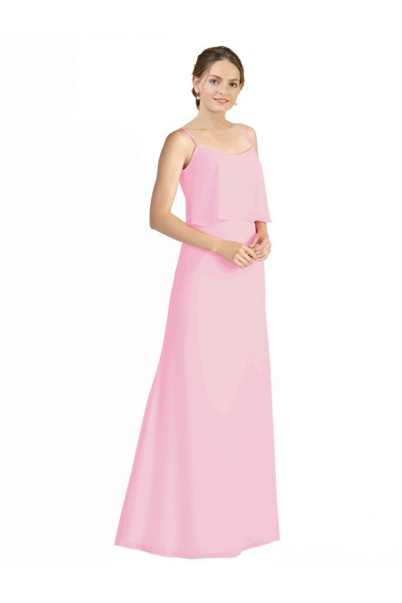 Outlet Spaghetti Straps A-Line Chiffon Bridesmaid Dress Low Back