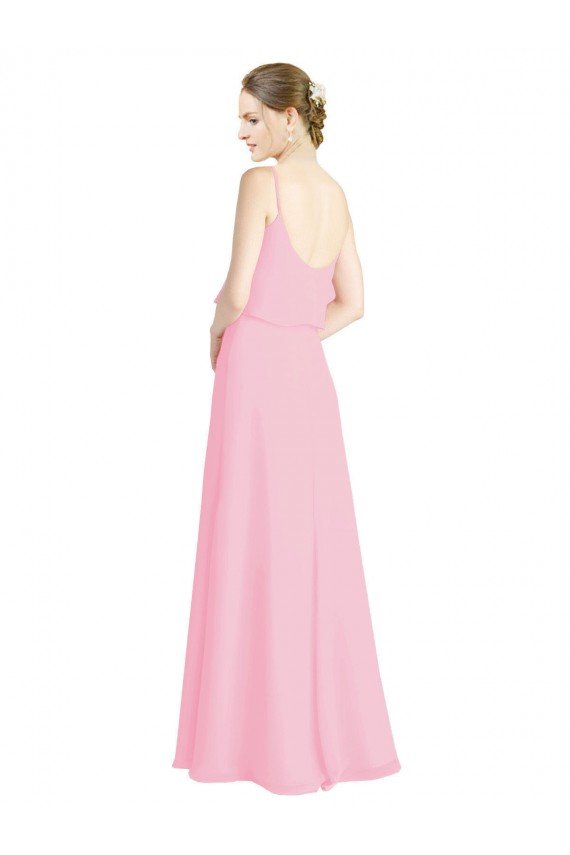 Outlet Spaghetti Straps A-Line Chiffon Bridesmaid Dress Low Back