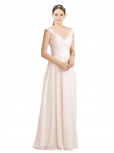 Outlet Sweetheart A-Line Chiffon Bridesmaid Dress with Ruched Lace Bodice