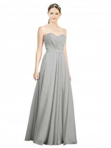 Outlet Sweetheart Strapless Draped Long Chiffon Bridesmaid Dress
