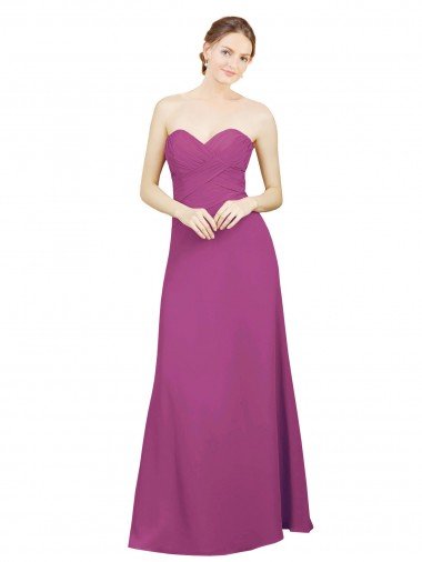 Outlet Sweetheart Neckline Pleated Chiffon Bridesmaid Dress with Low Back