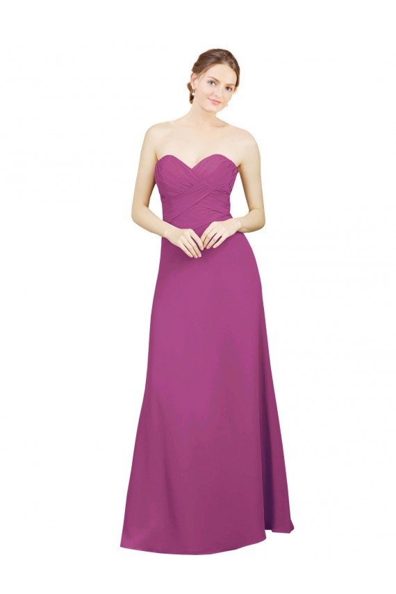 Outlet Sweetheart Neckline Pleated Chiffon Bridesmaid Dress with Low Back