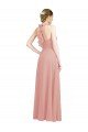 Outlet Ruched Sweetheart Halter Neckline Chiffon Bridesmaid Dress with Tie Open Back