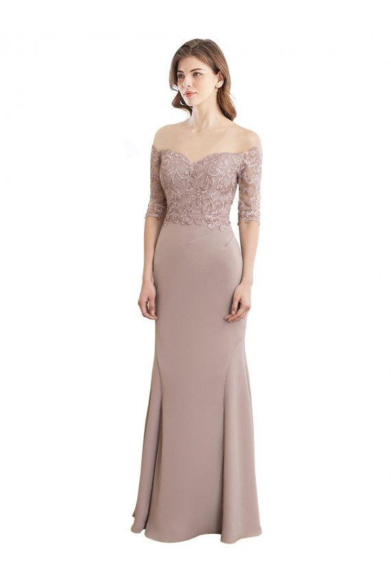 Outlet Sweetheart Neckline Long Sleeves Lace Bridesmaid Dress