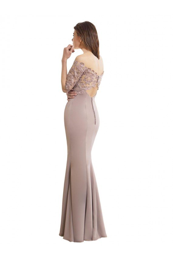 Outlet Sweetheart Neckline Long Sleeves Lace Bridesmaid Dress