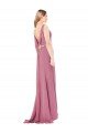 Outlet Long Slim Chiffon Bridesmaid Dress / Prom Dress with Beaded Waist
