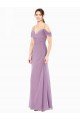 Outlet Draped Off the Shoulder Sweetheart Chiffon Bridesmaid Dress with Button Back