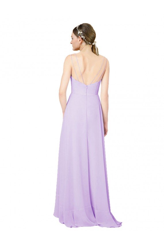 Outlet High-Low Chiffon Bridesmaid Dress with Ruffle Detail