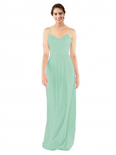 Outlet Classic Long Chiffon Bridesmaid Dress with V-Neck