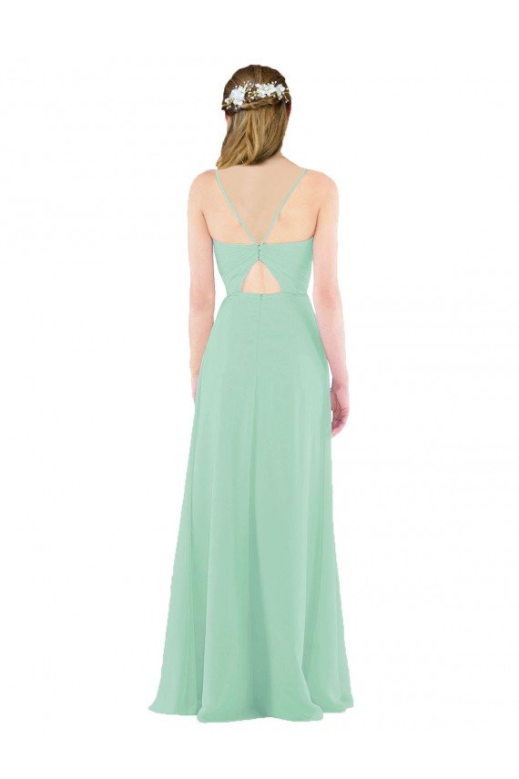 Outlet Classic Long Chiffon Bridesmaid Dress with V-Neck