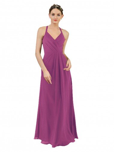 Outlet Sassy Chiffon Bridesmaid Dress with Halter Neckline