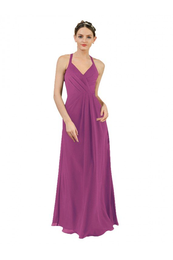 Outlet Sassy Chiffon Bridesmaid Dress with Halter Neckline
