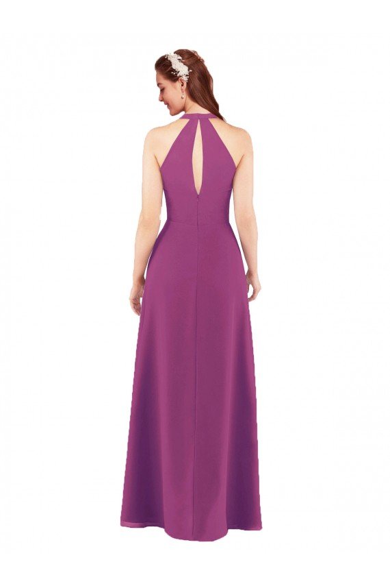 Outlet Sassy Chiffon Bridesmaid Dress with Halter Neckline