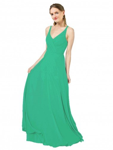 Outlet Classic Chiffon Bridesmaid Dress with Lace-Up Back
