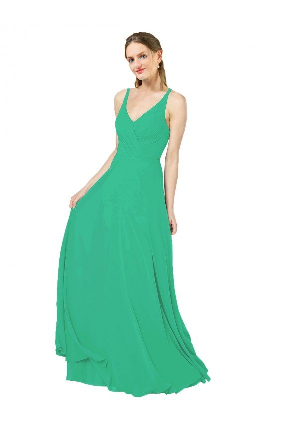 Outlet Classic Chiffon Bridesmaid Dress with Lace-Up Back