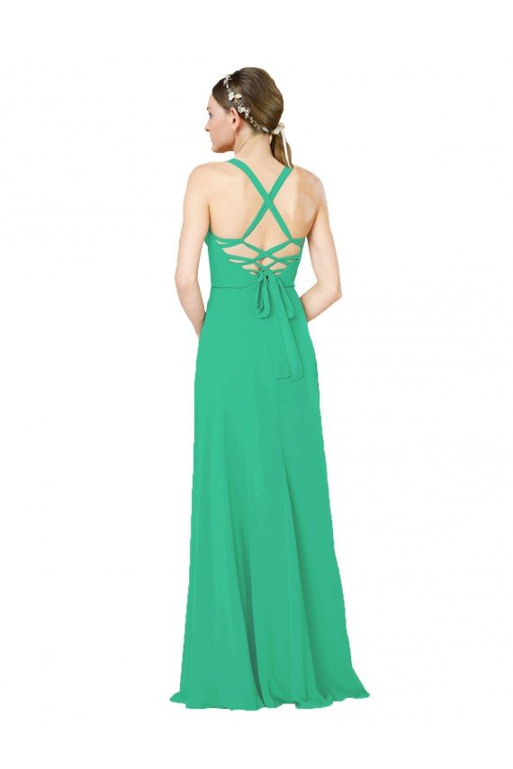Outlet Classic Chiffon Bridesmaid Dress with Lace-Up Back