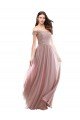 Outlet Floor Length Chantilly Lace Off the Shoulder Chiffon Bridesmaid Dress