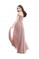 Outlet Floor Length Chantilly Lace Off the Shoulder Chiffon Bridesmaid Dress