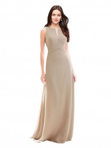 Outlet Elegant Bridesmaid with High Neckline and Illusion V-Neck