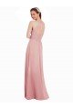 Outlet Chiffon Bridesmaids Dress with Draped Bodice and Keyhole Back