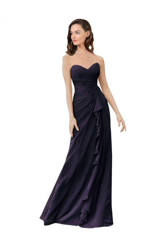 Outlet Strapless Chiffon Bridesmaids Dress with Sweetheart Neckline
