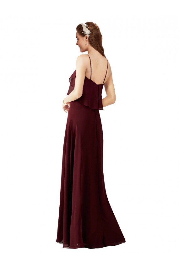 Outlet Chiffon Bridesmaids Dress with Spaghetti Straps