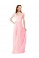 Outlet Chiffon Bridesmaids Dress with Ruffle Neckline