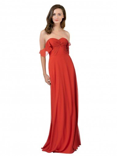 Outlet Chiffon A-Line Bridesmaid Dress with Ruched Bodice