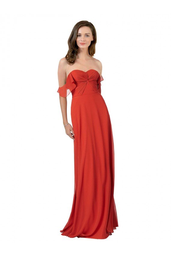 Outlet Chiffon A-Line Bridesmaid Dress with Ruched Bodice