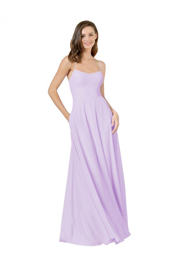 Outlet Simple Chiffon Bridesmaid Dress with Pocket