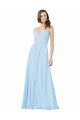 Outlet Long V-Neck Chiffon Bridesmaid Dress with Keyhole Back