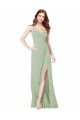 Outlet Floor Length Long Chiffon Bridesmaid Dress with Side Slit