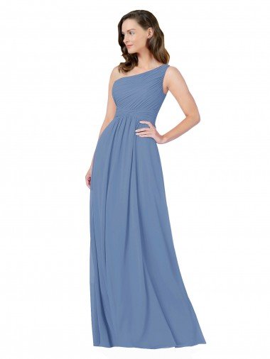 Outlet Pleated One Shoulder Chiffon Bridesmaid Dress