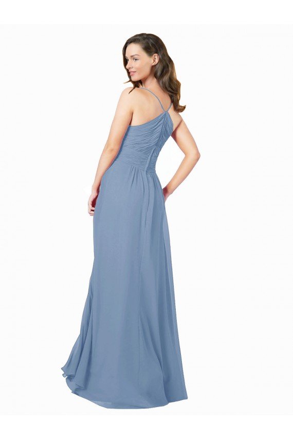 Outlet A-Line Ruched V-Neckline Chiffon Bridesmaid Dress with Pockets