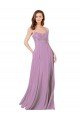 Outlet Floral Detailed Chiffon Bridesmaid Dress with Keyhole Back