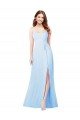 Outlet Chiffon Bridesmaid Dress with Tie Sash and Side Slit