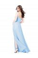 Outlet Chiffon Bridesmaid Dress with Tie Sash and Side Slit